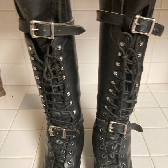 Harley Davidson Lace up Bucke up Motorcycle Boots Size 8D Vintage Made in USA main image 10